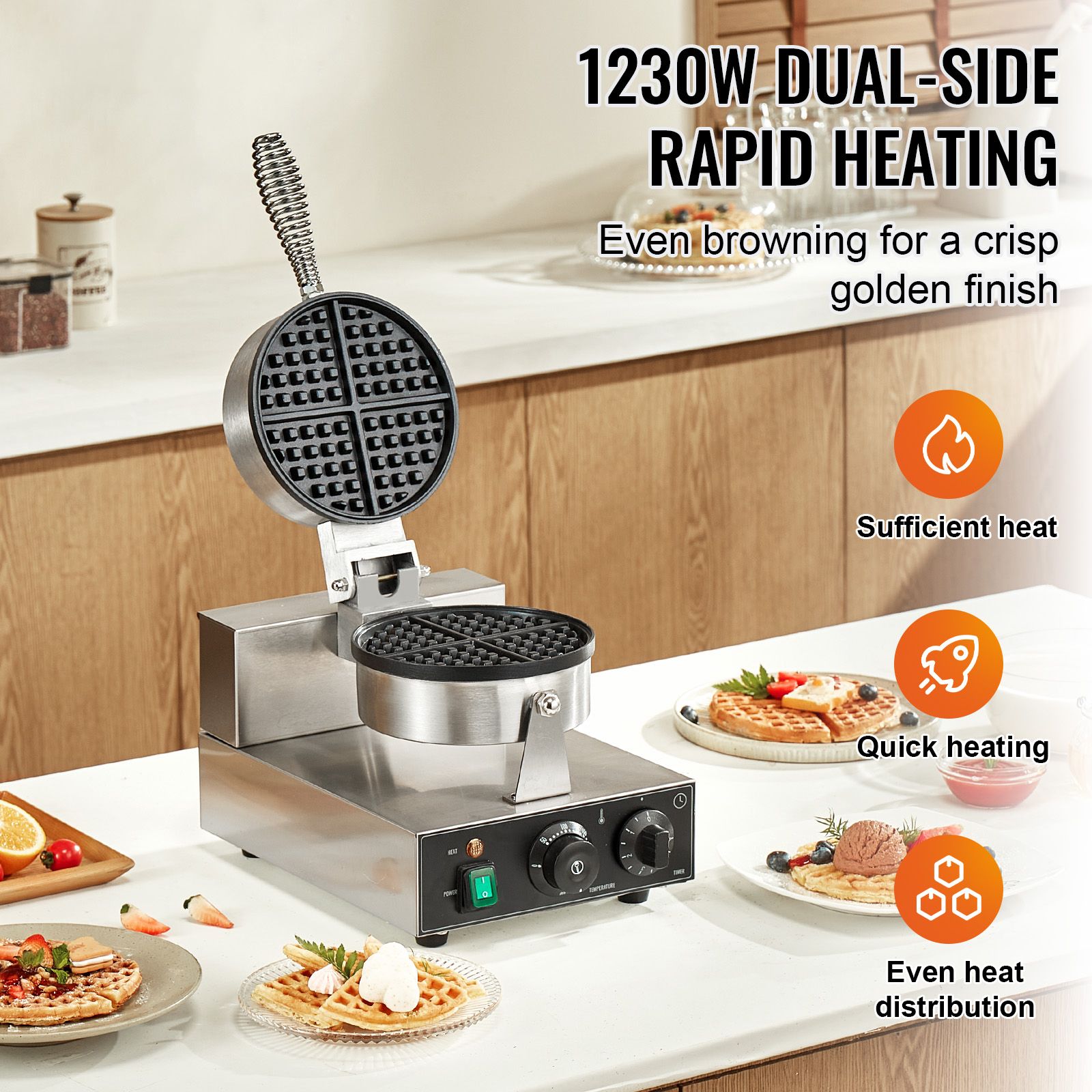 Commercial Waffle Maker, 1230W - Waffle Iron Belgian 评论和价格